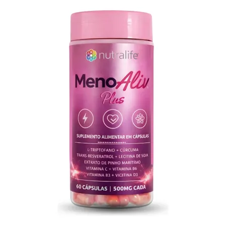 Menoaliv Plus Nutralife 60 Caps 500mg Menopausa Sem Sabor