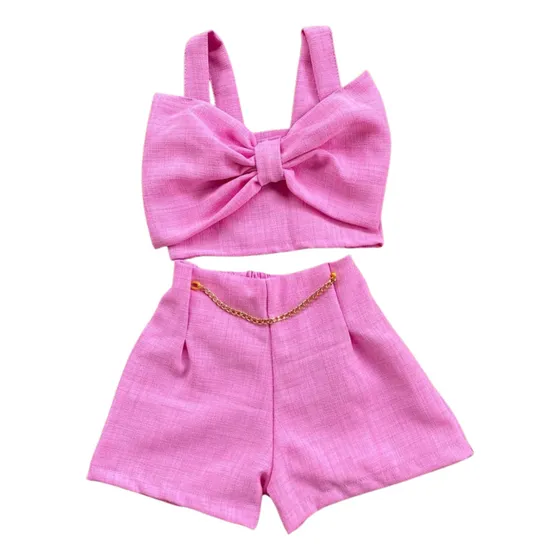 Conjunto Infantil Em Linho Menina Premium Moda Blogueirinha