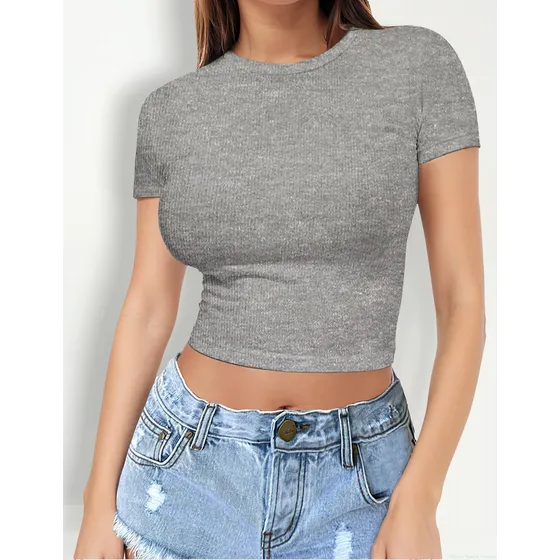 Crop Top Mujer De Color Sólido Básicas Croptop Blusas Damas
