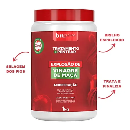 Creme de Pentear e Tratamento Explosão de Vinagre de Maçã 2 em 1 1Kg | bn.Cachos