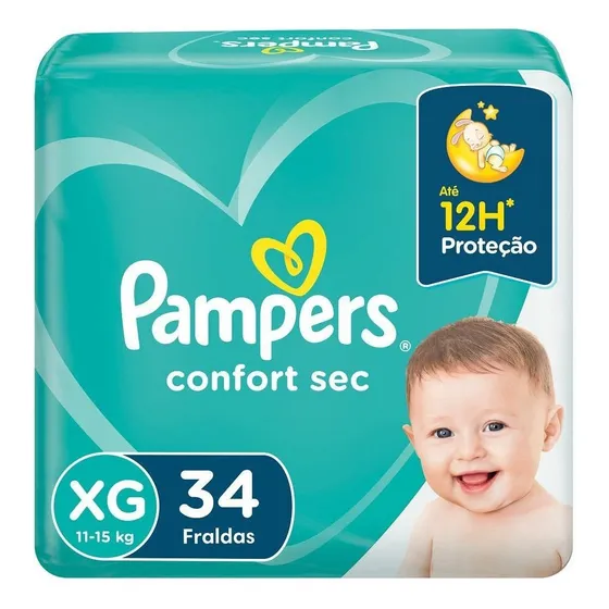 Fraldas Pampers Confort Sec XG x 34 unidades
