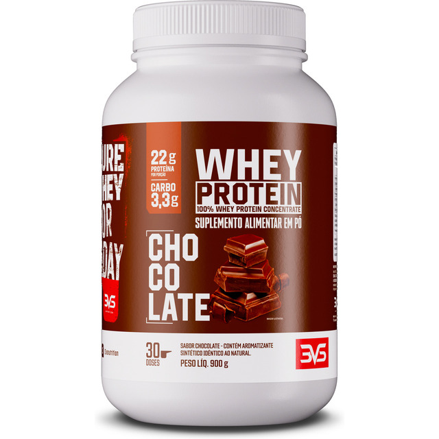 100% Whey Protein Concentrado 900g Sabor: Chocolate - Proteína 100% Pura - 3vs Nutrition 100% Whey Protein Concentrado 900g Sabor: Chocolate - Proteína 100% Pura - 3vs Nutrition