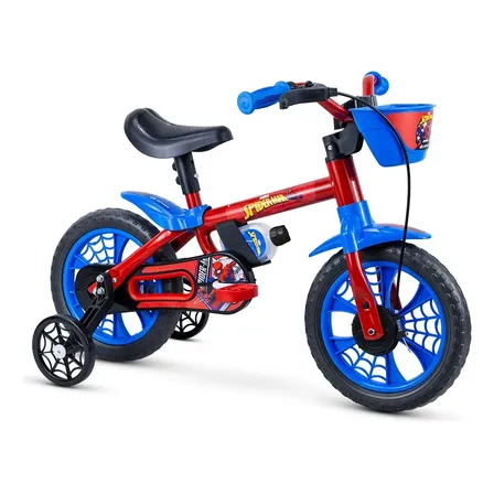 Bicicleta Infantil 2–5 Anos Nathor Homem-Aranha Aro 12 azul/vermelho com rodinhas