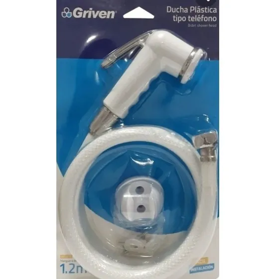 Ducha Plastica Tipo Telefono Con Manguera Blanca Griven