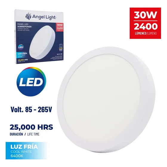 Lampara Panel Led Redonda Para Sobreponer 30w. Angel Light