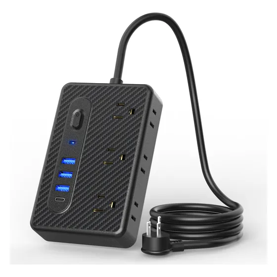 Regulador Multicontactos Con 6 Tomas, 3 Usb Y 1 Tipo C, 1.2m