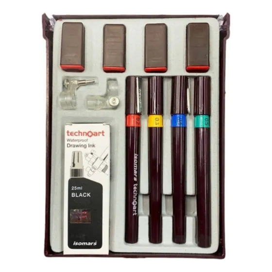 Kit De 4 Estilógrafo Recargables Técnico Isomars Technoart