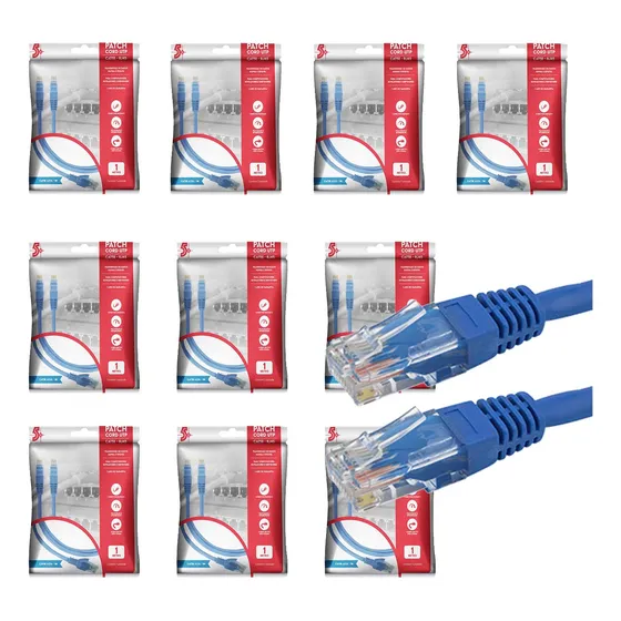 10 Cabo De Rede Rj45 1m Ethernet Patch Cord Cat5e 1 Metro