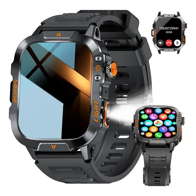 Deportivo Reloj Inteligente Hombre Linterna Smart Watch Llamada Por Bluetooth Esencial Reloj Inteligente Silicona Negra Jioye Waier