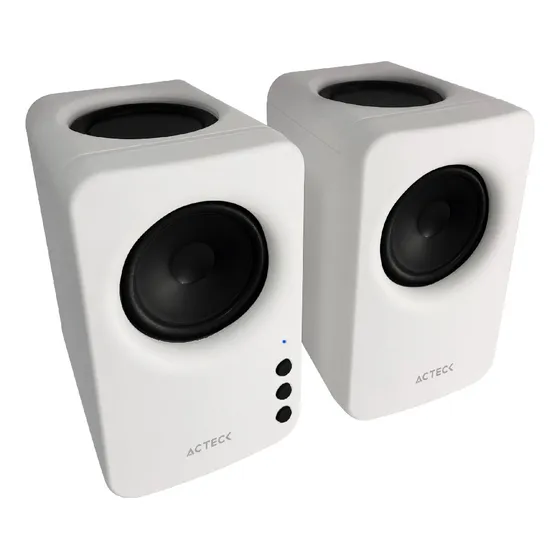 Bocinas Acteck Para Pc 2.0 Bluetooth 5.0 10w Exact Mini Color Blanco