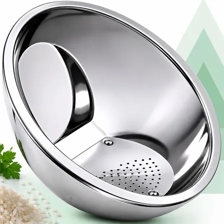 Escorredor Arroz Inox Lavador Feijão Grãos Legumes Multiuso Escorredor Lavador De Arroz Inox Tigela Escorredora Com Drenagem Para Lavar Arroz Feijão Grãos Legumes Frutas Multiuso Cozinha