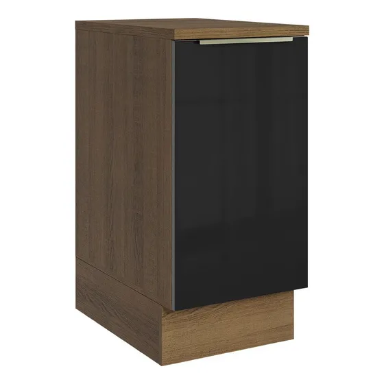 Gabinete Bajo Cocina Madesa Lux 40cm Con Encimera Mn Color Rustic/Negro