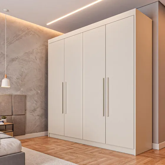 Armário Quarto Casal 4 Portas De Correr 3 Gavetas 100% Mdf