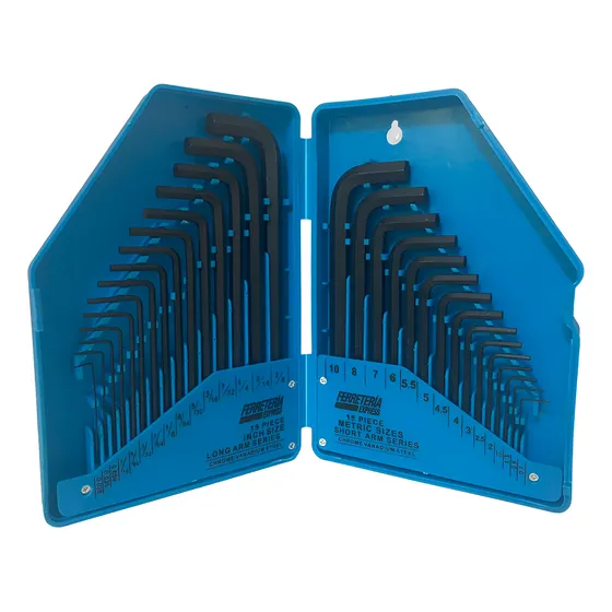 Juego Llaves Allen Set X 30 Pcs Milimetricas Y En Pulgadas Hexagonales Largas Hasta 3/8 Pulgada Y Cortas Hasta 10 Mm