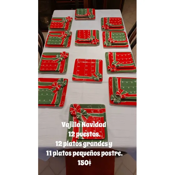 Vajilla Navideña 12 Platos Grandes Y 11 Pequeños