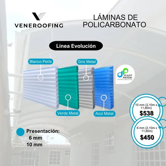 Lámina Policarbonato Alveolar Techo Cubierta 6mm Y 10mm