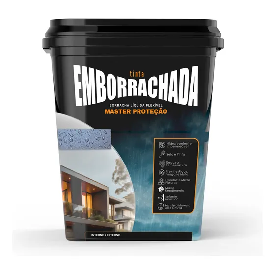 Tinta Emborrachada Masterfix 4kg Impermeável Flexível Acabamento Fosco Cor Cromio