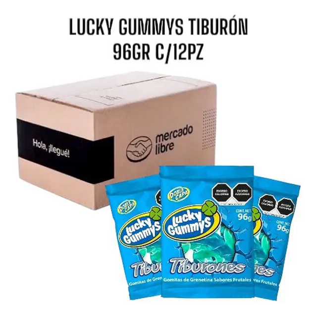 Lucky Gummys Tiburones 96g. Gomitas Caja 12 Piezas