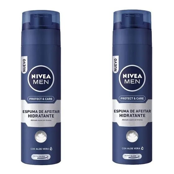 Espuma De Afeitar Nivea Men Protect & Care 200ml X2 Unidades