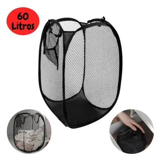 Cesto De Roupa Suja Médio Nylon Preto Organizador Brinquedo Cesto De Roupa Suja Médio Nylon Preto Organizador Brinquedo