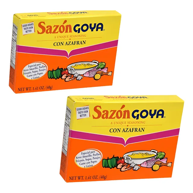 2 Cajas Sazón Goya Con Azafrán 40g Contiene 8 Sobres