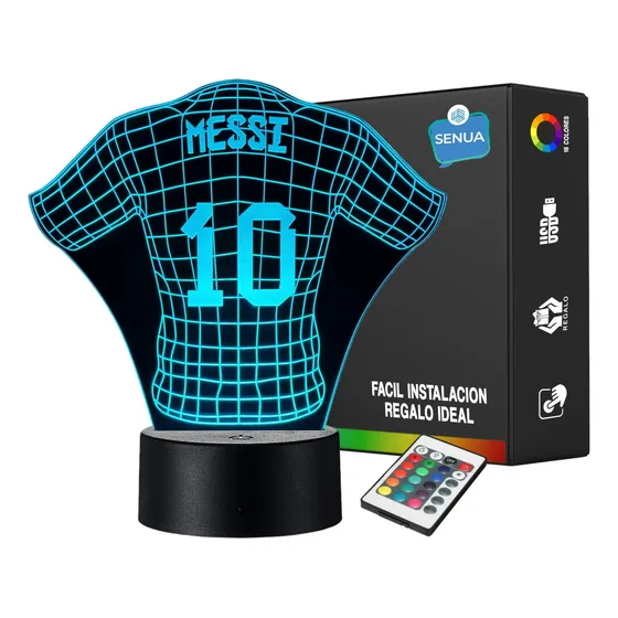 Lámpara Led Messi Camiseta Uniforme Fútbol Regalo Holograma 