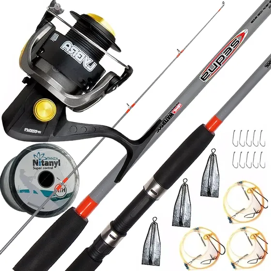 Combo Pesca Waterdog Caña Sedna 2,40m Reel Tanza Lineas ++