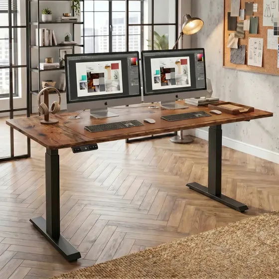 Escritorio Altura Ajustable Eléctrico 160x60cm Profesional Marrón