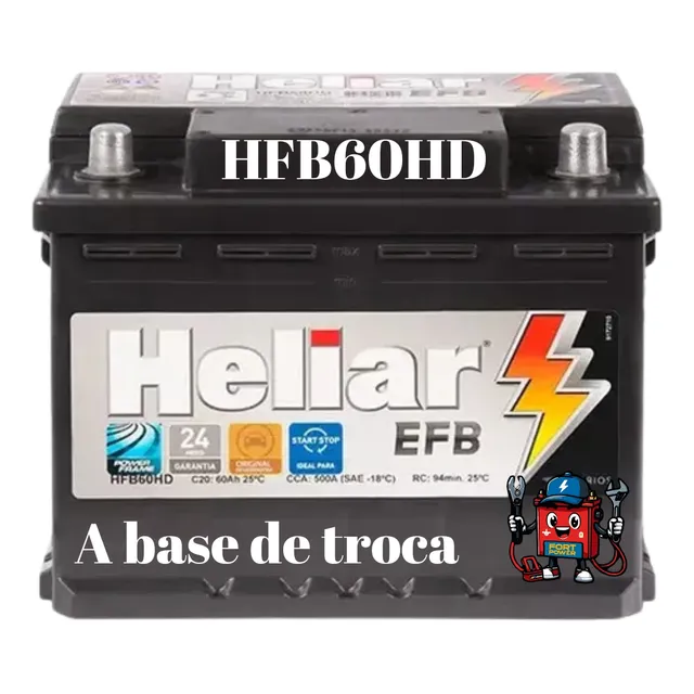 Bateria Heliar 60ah Sem Troca - P/carros Start Stop Hfb60hd
