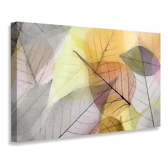Quadro Tela Natureza Abstrato Folhas Colorido Decoração Sala Cor Borda Infinita Printoriah