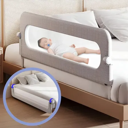 Grade De Cama Com Tela De Segurança Para Bebês E Idosos Cinza Grade Para Cama