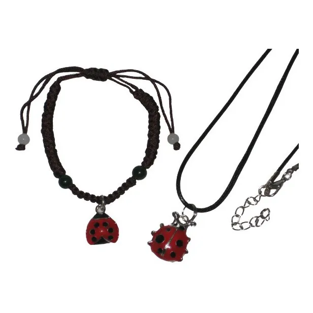 Mariquita Coquito Rojo Juego Pulsera + Dije