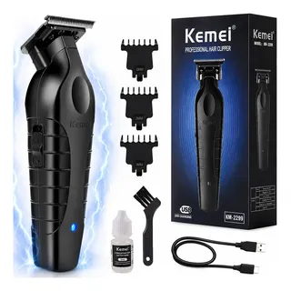 Kemei 2299 Máquina Cabelo E Acabamento E Pezinho Usb Bivolt Preto 127/220v