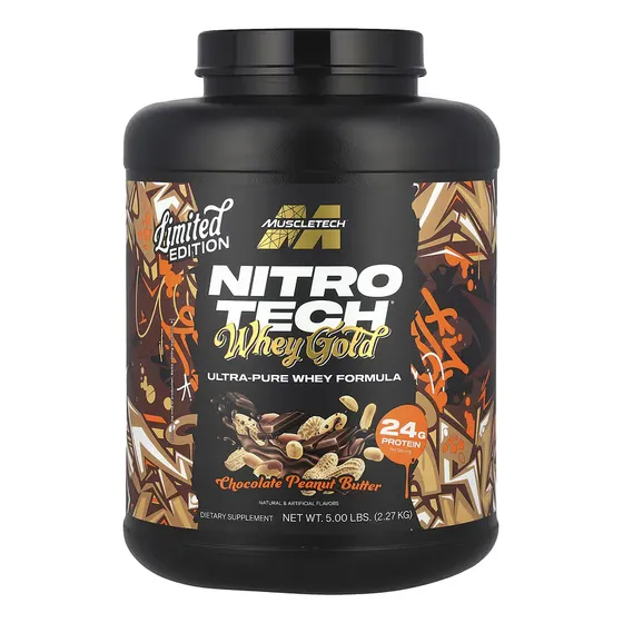 MuscleTech Proteina Nitro Tech Whey Gold Sabores 5.5lb Chocolate Sabor Chocolate Peanut Butter