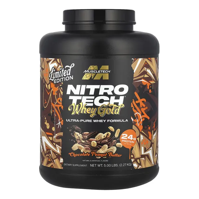 MuscleTech Proteina Nitro Tech Whey Gold Sabores 5.5lb Chocolate Sabor Chocolate Peanut Butter