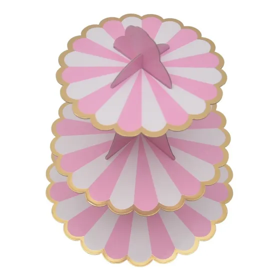Torre Base Para Cupcakes Postres Premium 3 Niveles Color Rosa