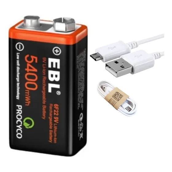 Ebl Pila Bateria 9v Recargable Usb 600mah  9 Voltios 9 V