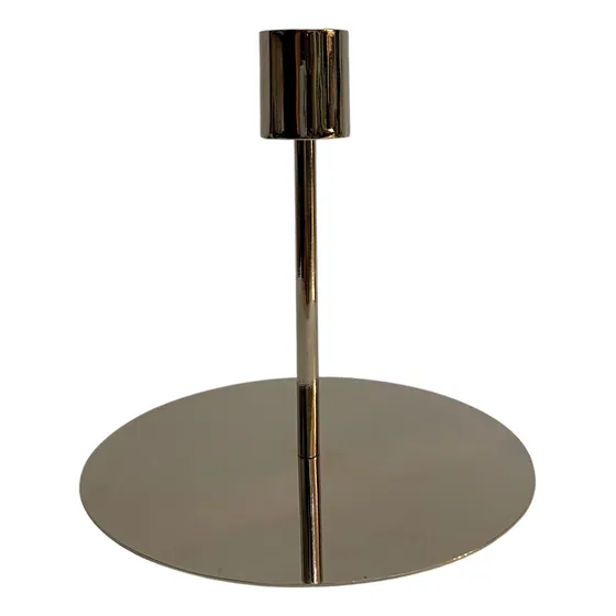 Candelabro De Bronce Plateado | Portavela Moderno | Mediano