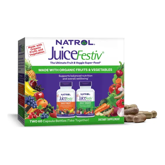 Suplemento Natrol Juicefestiv Daily Fruit & Veggie 60 Cápsul