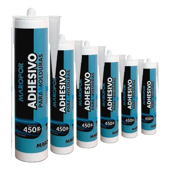 Pack 6 Cartuchos Adhesivo Molduras Telgopor - Rinden 108 M Blanco