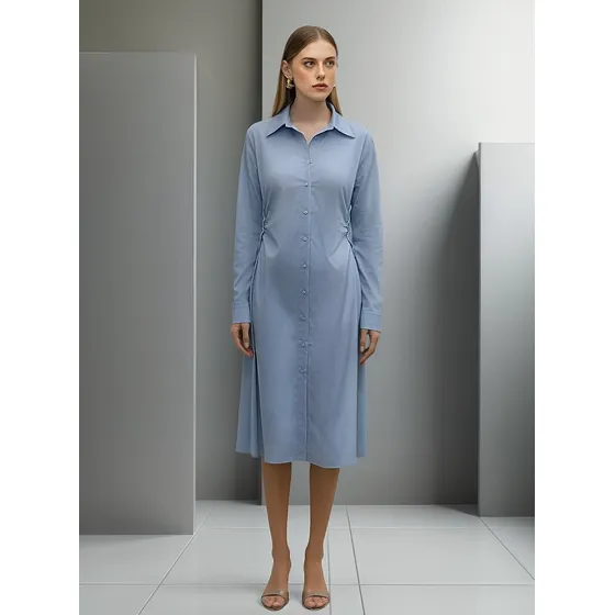 Chemise Iódice Midi Bordado Azul
