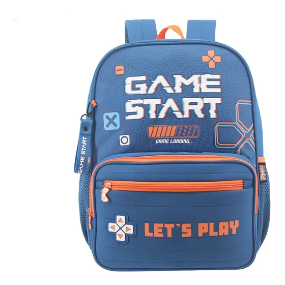 Mochila Gamer Escolar Niño Urbano Reforzada 16 Pulgadas Color Azul Diseño De La Tela Liso