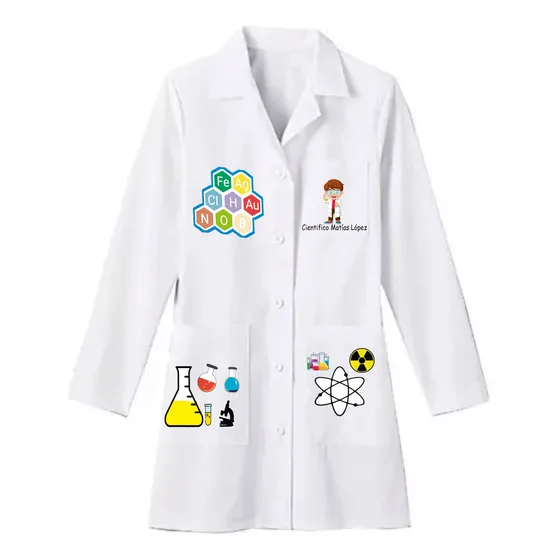 Bata De Cientifico Personalizada Con El Nombre Y Gafas Niños