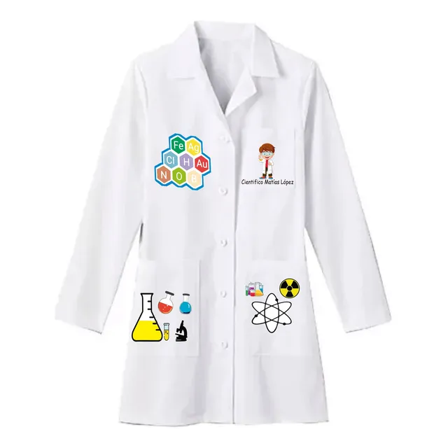 Bata De Cientifico Personalizada Con El Nombre Y Gafas Niños