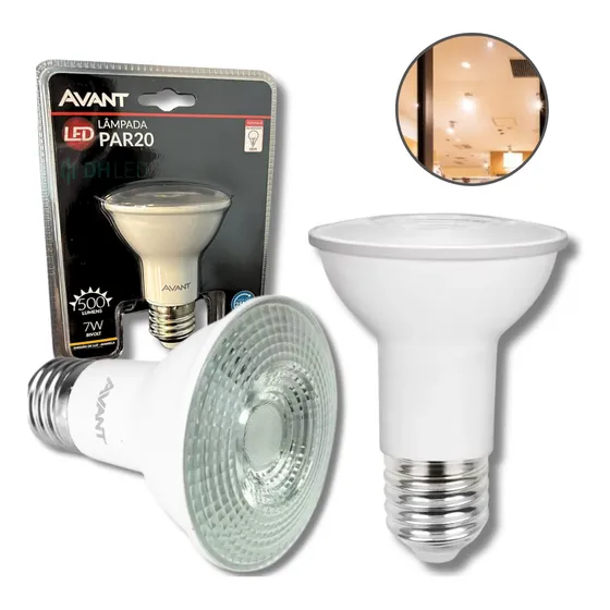 Kit 14x Lâmpada Led Par 20 Avant 7w Branco Quente