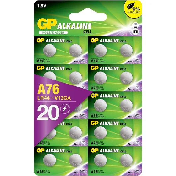 Pilas Lr44 / A76 Alcalinas De Botón Gp Batteries 20 Unidades