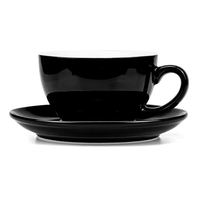 Elegante Set Pocillo + Plato 75 Ml Cerámica De Alta Calidad