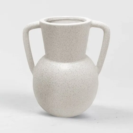 Florero Ceramica 14x11x15cm Anfora Blanco