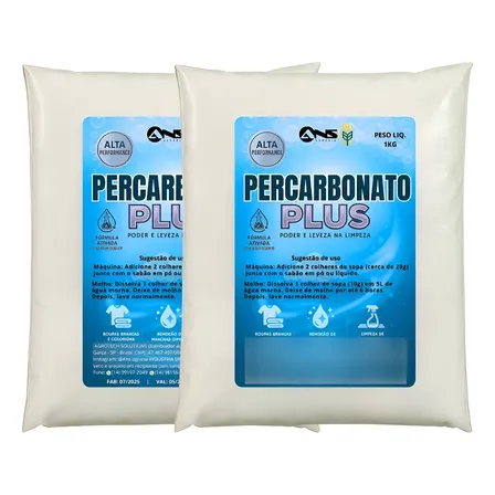 Percarbonato De Sódio 100% Puro Tira Manchas Alvejante Kit 2 Kg
