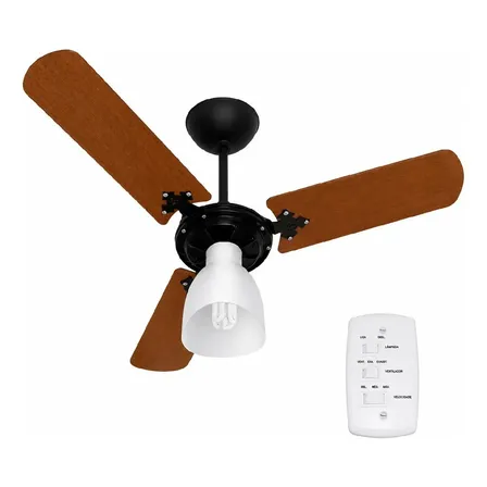 Ventilador De Teto Ventilow Luna 3 Pás Cor Mogno Cor Da Estrutura Preto 130w De Potência Moderno E Silêncioso